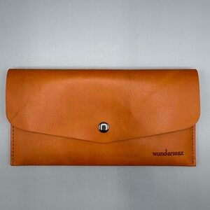 Wundermax Genuine Leather Long Wallet Snap Closure Tan Brown